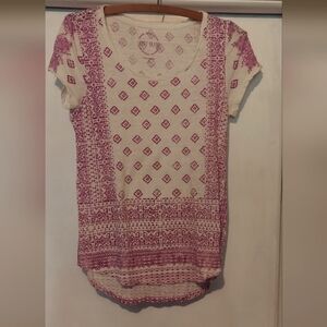 Like New Lucky Brand Off-white Graphic Top Relaxed Fit